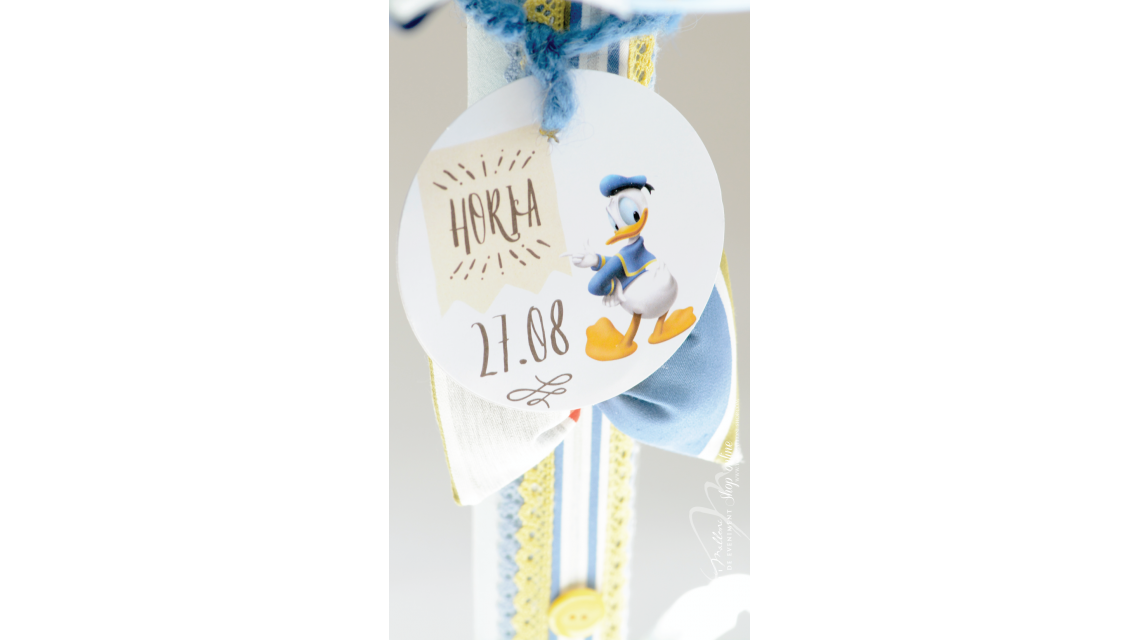 Lumanare de botez baiat cu ratoiul Donald Duck, 65x4cm, Ratoiul Donald  2